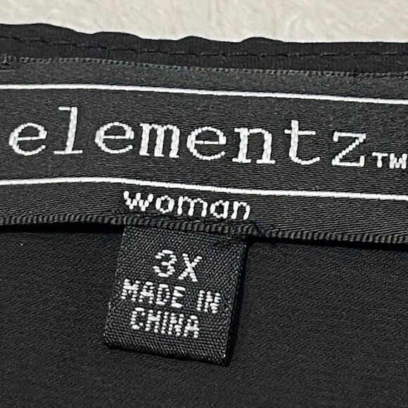 Elementz Blouse Womens 3X Black Embellished Neckline Cold Shoulder Peplum Chic - Picture 4 of 13